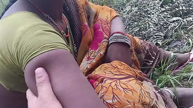 Sweat-covered man takes woodcutting energy to the forest floor