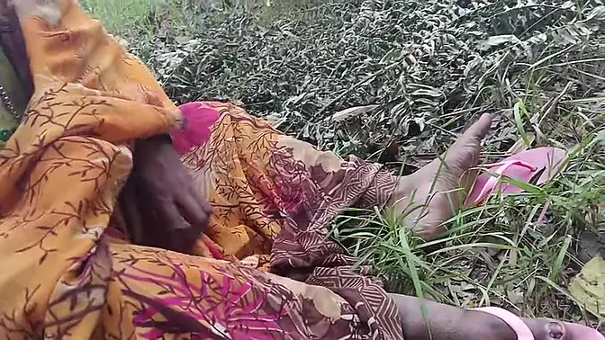 Sweat-covered man takes woodcutting energy to the forest floor
