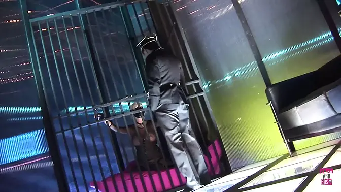 Blonde slave sucks master's cock and eats her own big ass