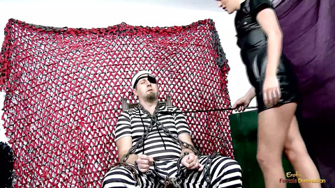 Blindfolded Prisoner with Eye Patch Rides Short-Haired Cop