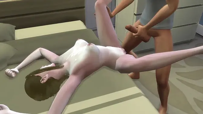 Young teen gets pounded by huge 3D cock