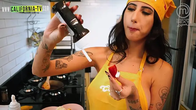 Two sizzling Lesbians cook up a storm in aprons and panties