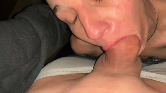 Cum down her throat outside in public