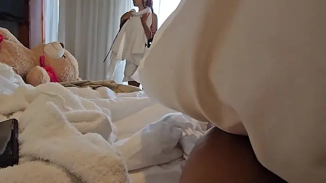 Redhead MILF seduces stepson, moans while masturbating in shower