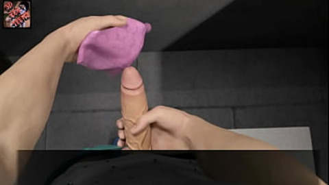Realistic 3D solo play and vaginal penetration - animated adult content