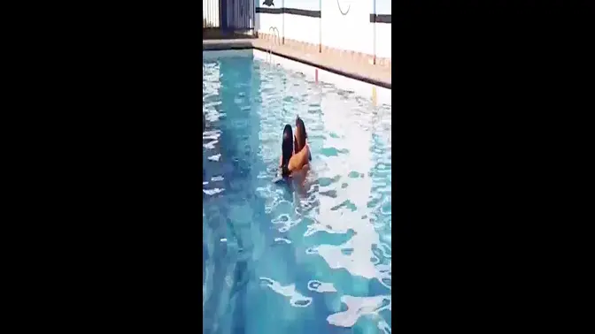 Chubby Latina MILF gets nailed in public pool