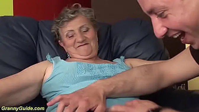 Granny's hairy bush gets deep fingered and fucked doggystyle