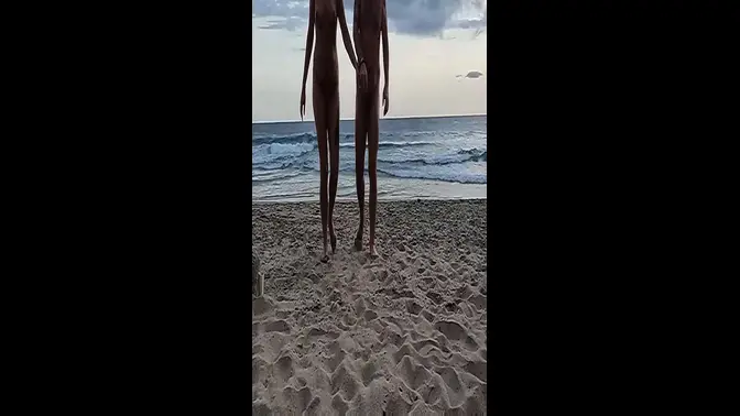 Wife strips in public, shows off short hair and natural tits