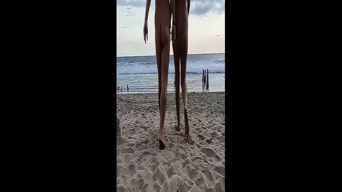 Wife strips in public, shows off short hair and natural tits