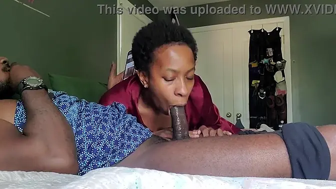 Black couple's night: Southern girl deep throats black guy's dick