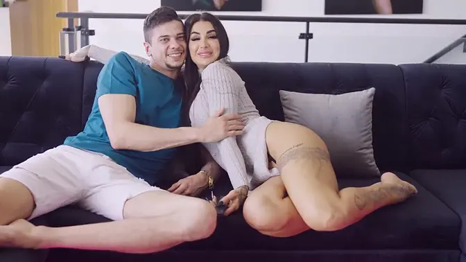 Skinny Latina in lingerie gets big cock in doggystyle and cowgirl