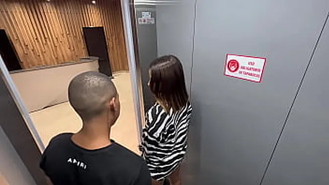 Sexy Latina gets banged in elevator, risks exposure