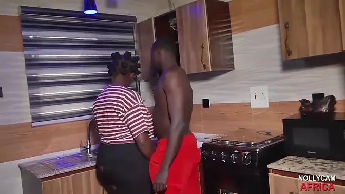 Curvy MILF loves her black houseboy's big cock