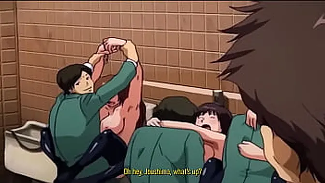 Two Asian girls show off big buns in uncensored hentai threesome