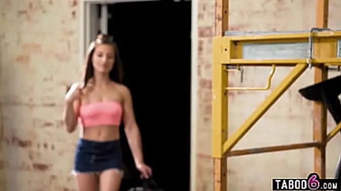 Horny step daughter came to work and fucked stepdads co working right there