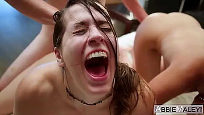 Abbie Maley & LaSirena69 get brutally ravaged in a 3-some &mdash;  begging for next assault