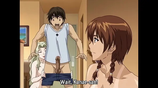 Asian chick gets big cock in strap-on during lesbian threesome