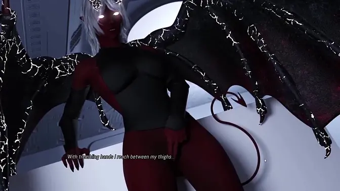 Hot blonde goth girl with big tits wanks her tight pussy for orgasm in a cyberpunk 3D hentai game