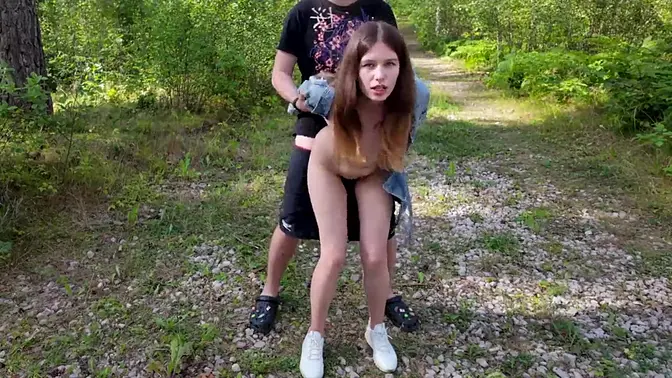 Desperate babe gets fucked on car hood in public