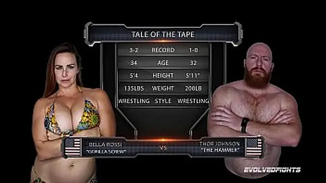 Bella Rossi vs Thor: Nude Wrestling Sex Battle for Fucking Supremacy