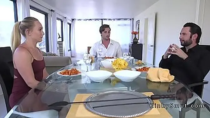 Boss and hubby gangbang submissive wife