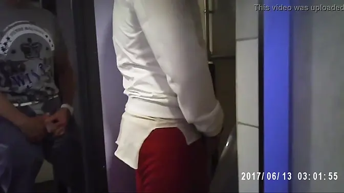 Hot Pisces caught in public bathroom by big cock voyeur