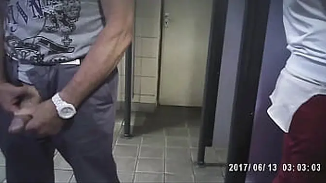 Hot Pisces caught in public bathroom by big cock voyeur