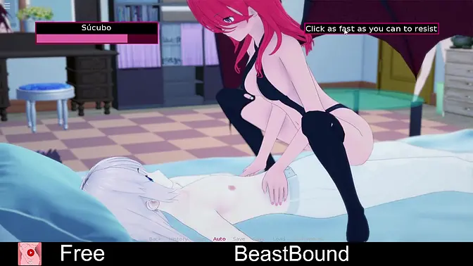Play the free game BeastBound on Itchio for an erotic visual novel scene
