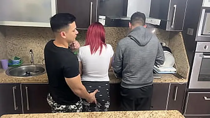 Wife &mdash;  Husband & Friends: A Nasty Kitchen Encounter