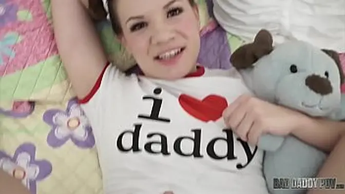 Stepdad shows his huge cock to his young stepdaughter