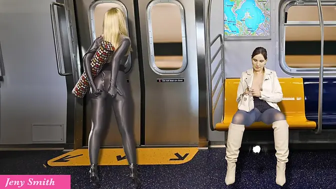 Two sexy girls tease on public transport, big as