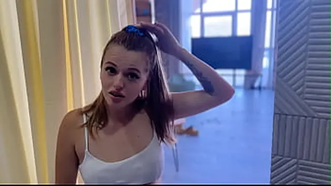 Amateur babe deep throats and receives banged all over the house