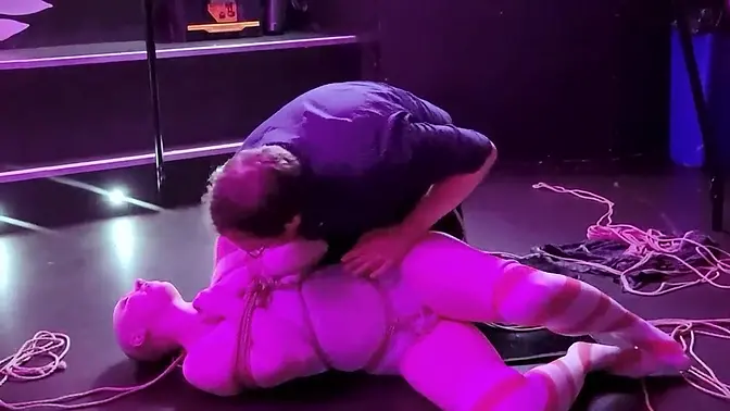 Christmas bondage performance leaves one hot Santa tied up