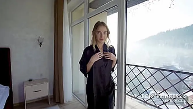 Skinny blonde teen whore takes cock in hotel room