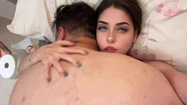 girlfriend massages her hunk′s thick cock🍆 &mdash;  helps him cum after catching him watching porn &mdash;  Spanish porn