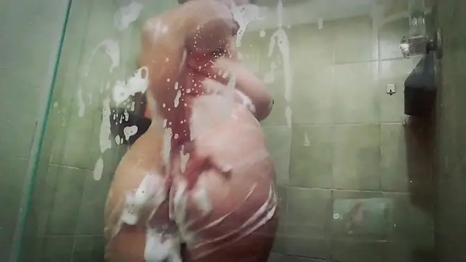 Pregnant takes a shower