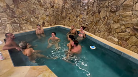 Friends' Orgy at Motel Pool: Explicit XXX Fun