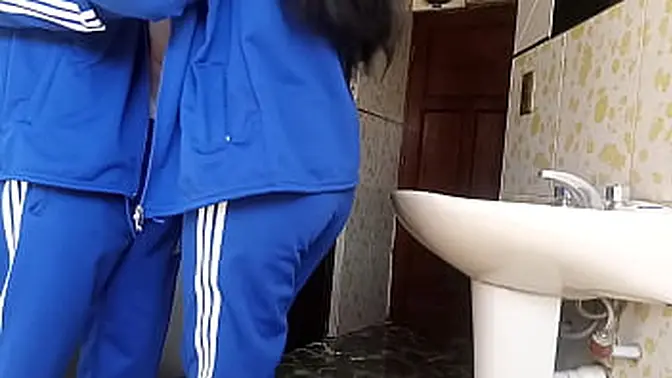 Naughty Latina GF gets creampied in school bathroom