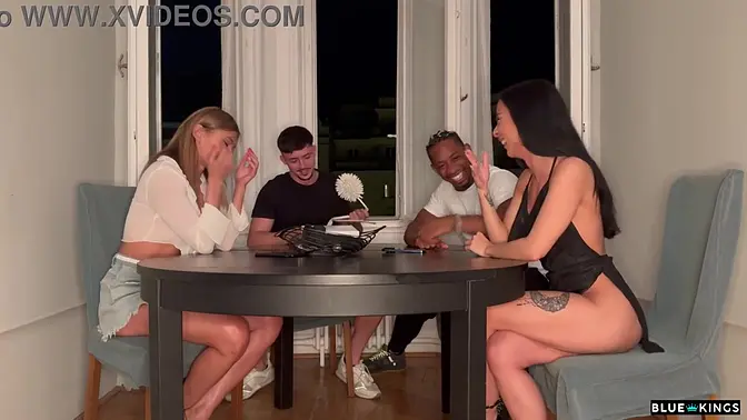 Friends get wild with foursome and toy blowjob action