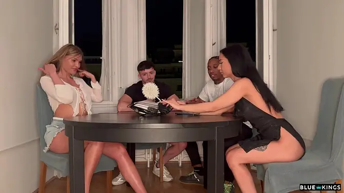 Friends get wild with foursome and toy blowjob action