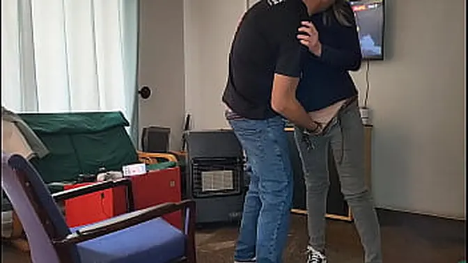 Cheating wife takes her pussy fucked in standing position